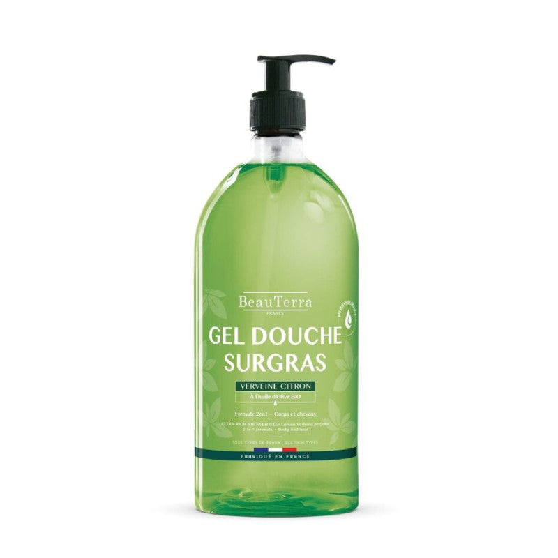 BEAUTERRA Lemon verbena shower gel with organic olive oil 1000 ml