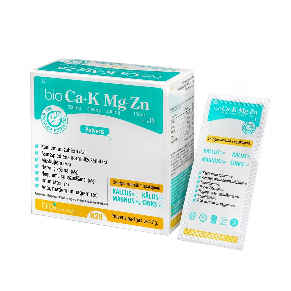 BIOFARMACIJA Bio Ca+K+Mg+Zn ar d3 vit. Powder N28