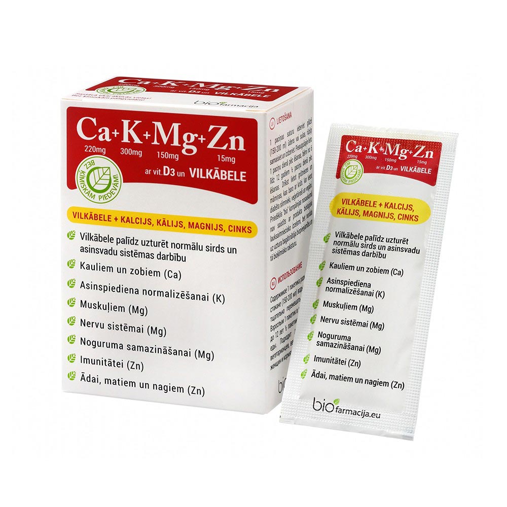 BIOFARMACIJA Ca+K+Mg+Zn with vit.d3 and hawthorn powder N14