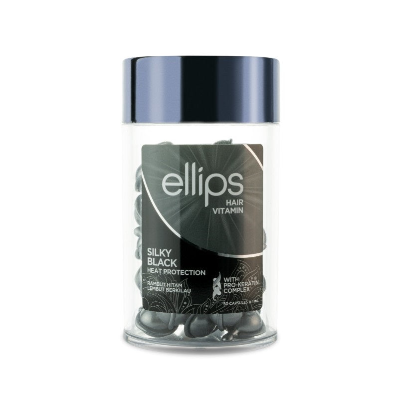 ELLIPS Silky Black Pro Keratin vitamins for dark hair with keratin, capsules 1 ml x N50
