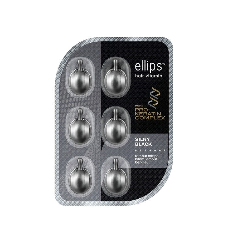 ELLIPS Silky Black Pro Keratin vitamins for dark hair with keratin, capsules 1 ml x N6