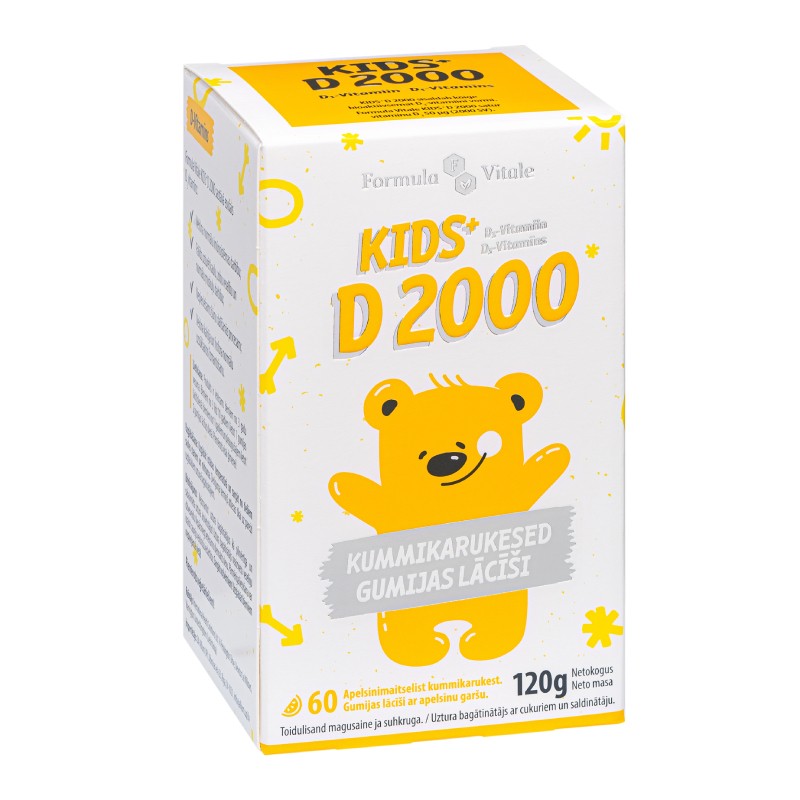 FORMULA VITALE Kids+ D 2000 Vitamin gummy bears with orange flavor N60