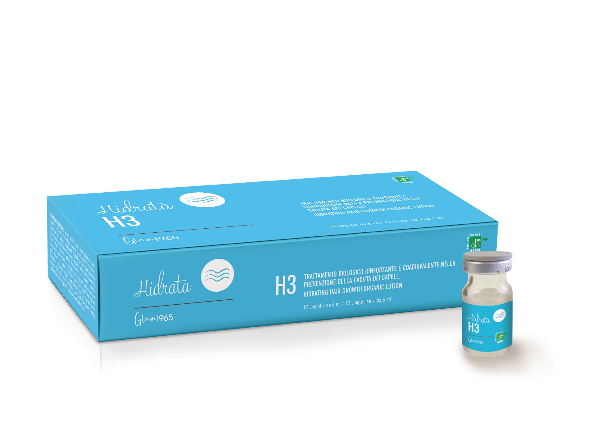 GLAM H3 Activating hair growth organic lotion 12 AMPS x 6 ml