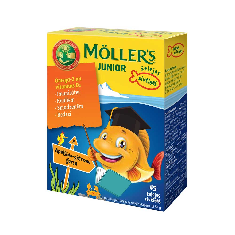 MOLLERS JUNIOR OMEGA- 3 jelly fish with the taste of orange lemon N45