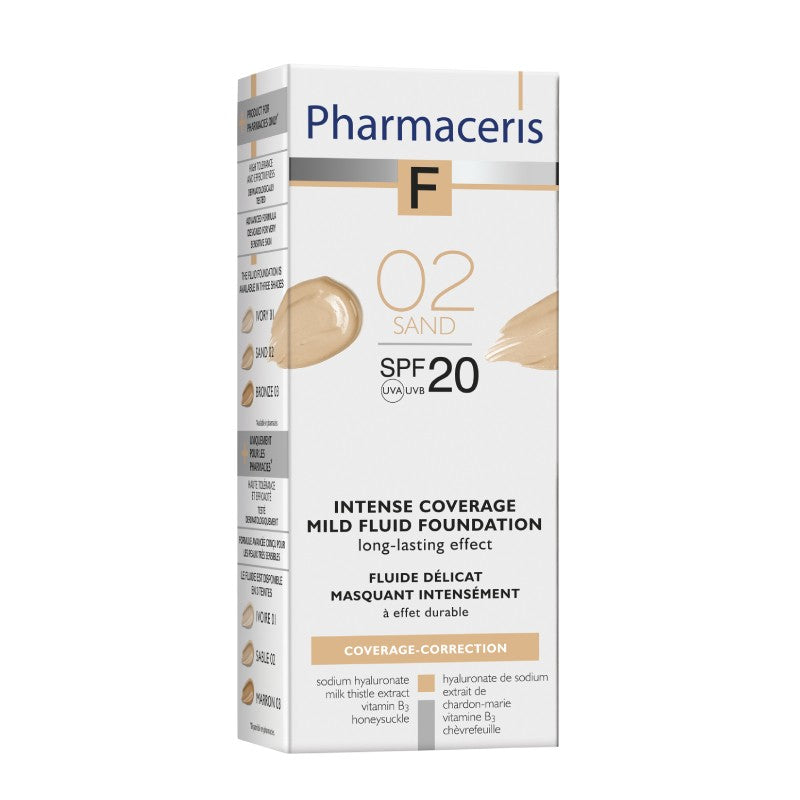 PHARMACERIS F Intense Coverage SPF20 foundation 02 Sand 30 ml