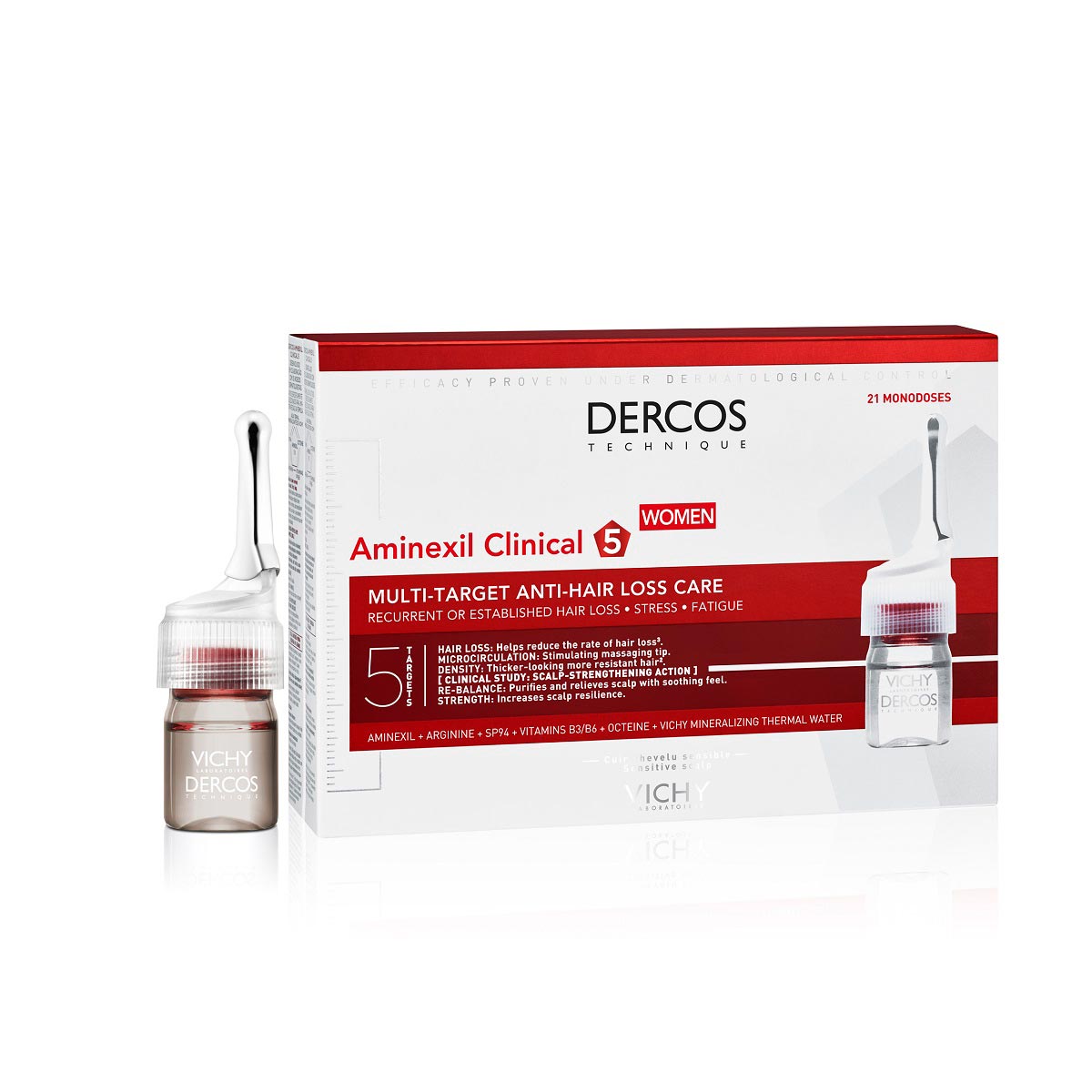VICHY DERCOS Aminexil Clinical 5 against hair loss for women ampoules 6 ml x N21