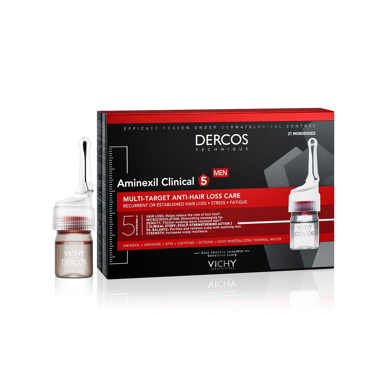 VICHY DERCOS Aminexil Clinical 5 against hair loss for men ampoules 6 ml x N21