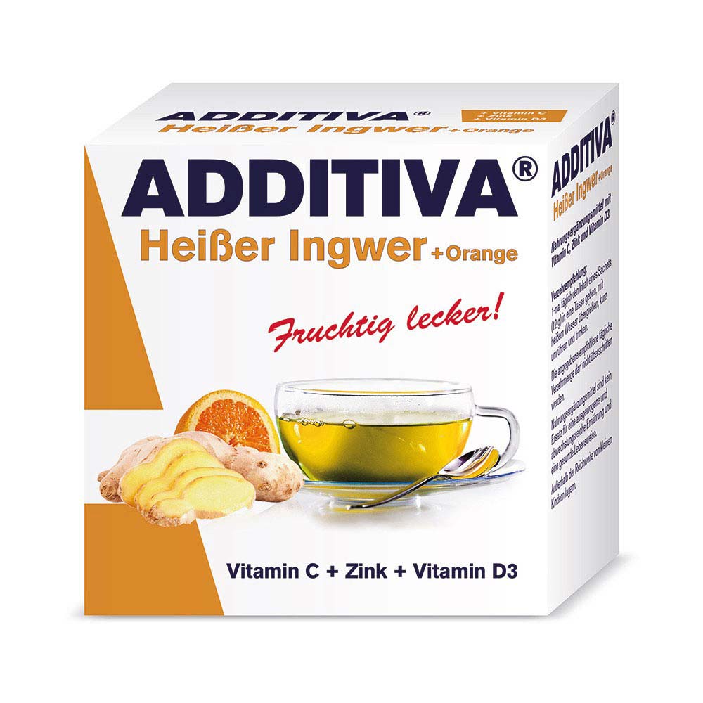Additiva Heißer Ingwer + Orange Ginger + Vitamin C + Zinc + Vitamin D3 Hot drink N10