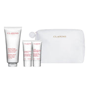 Set Clarins: Moisture-Rich, Shea Butter, Moisturising, Body Lotion, Body, 200 ml + Jeunesse Des Mains, Softening, Hand Cream, 30 ml + Gommage, Exfoliating, Body Scrub, 30 ml + Clarins, Zippered, GWP Textile Pouch, White