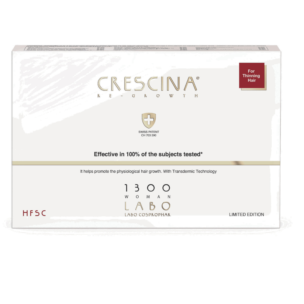 Set, Labo Cosprophar Suisse, Crescina, Transdermic HFSC 1300, For Growth Stimulation, Ampoules Treatment Serum, For Scalp, For Women, 5 pcs, 3.5 ml